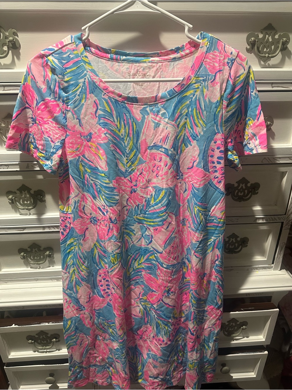 Lilly Pulitzer Tropical Floral T-Shirt Dress Size Small